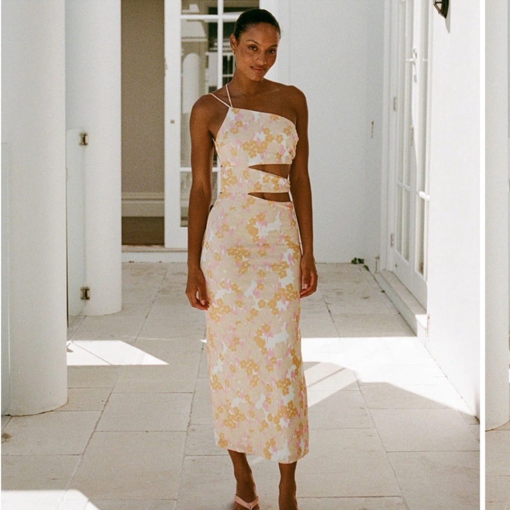 NWT SABO pink and yellow Kika dress, Smudge Ditsy, M
